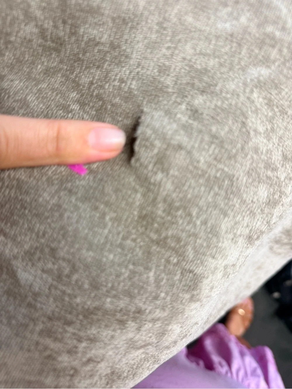Lovesac Venetian Taupe corded velvet c grade cover w small tear